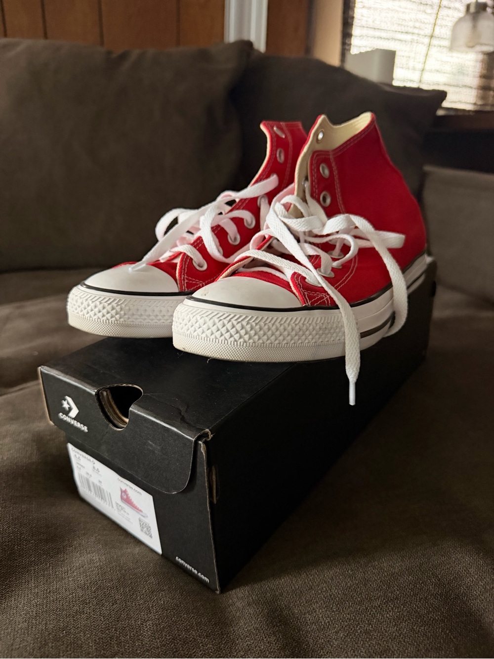 Brand New Converse Red High-Top Kids Sneakers with White Accents